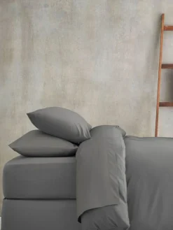 Next Grey Charcoal Cotton Rich Plain Duvet Cover and Pillowcase Set^ Bedsets & Duvet Covers