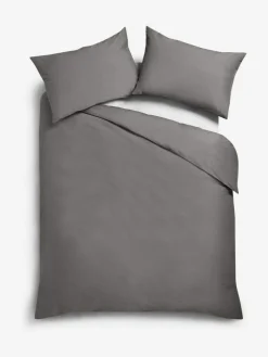 Next Grey Charcoal Cotton Rich Plain Duvet Cover and Pillowcase Set^ Bedsets & Duvet Covers
