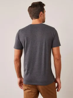 Next Grey Charcoal Marl Regular Fit Essential Crew Neck Cotton T-Shirt^ Tops & T-Shirts