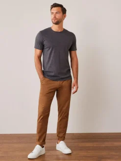 Next Grey Charcoal Marl Regular Fit Essential Crew Neck Cotton T-Shirt^ Tops & T-Shirts