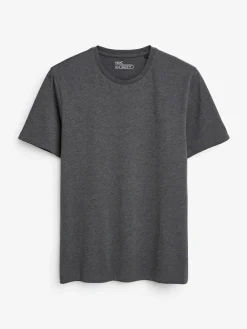 Next Grey Charcoal Marl Regular Fit Essential Crew Neck Cotton T-Shirt^ Tops & T-Shirts