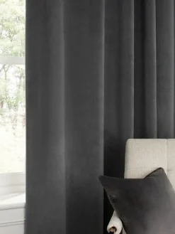 Next Grey Charcoal Matte Velvet Lined Curtains^ Curtains & Blinds