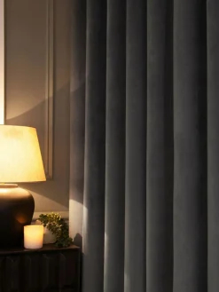 Next Grey Charcoal Matte Velvet Super Thermal Curtains^ Curtains & Blinds