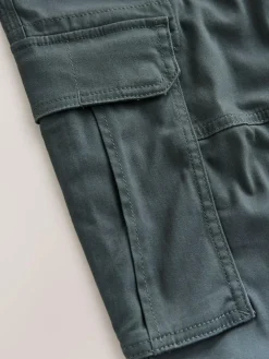 Next Regular Tapered Fit Cotton Stretch Cargo Trousers Grey Charcoal