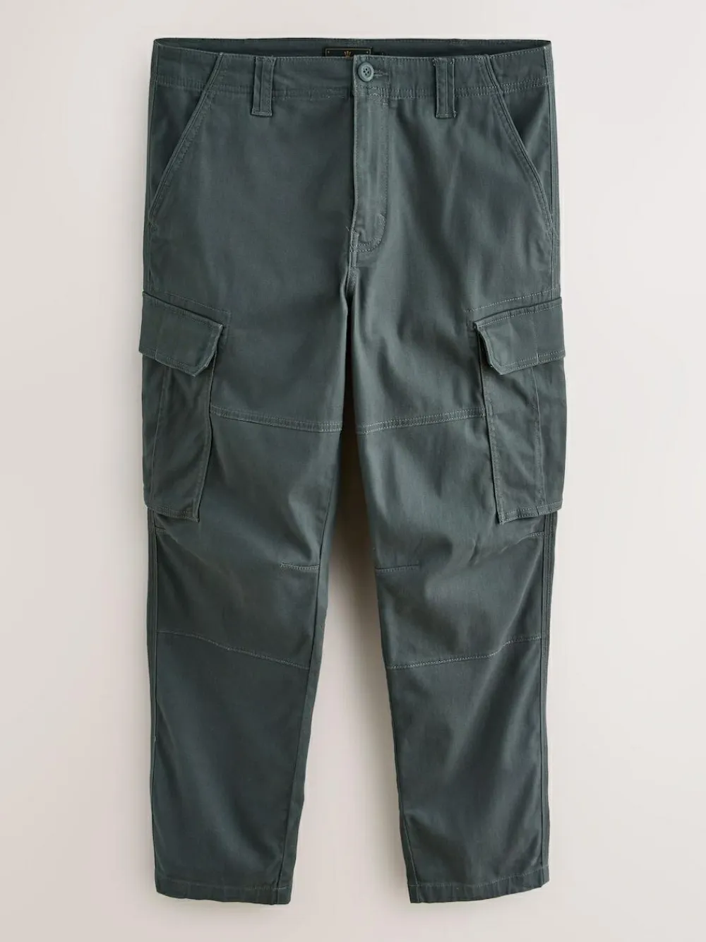 Next Regular Tapered Fit Cotton Stretch Cargo Trousers Grey Charcoal