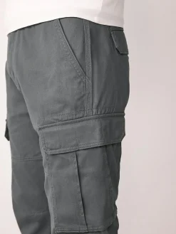 New Next Skinny Fit Cotton Stretch Cargo Trousers Grey Charcoal