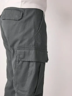 New Next Skinny Fit Cotton Stretch Cargo Trousers Grey Charcoal