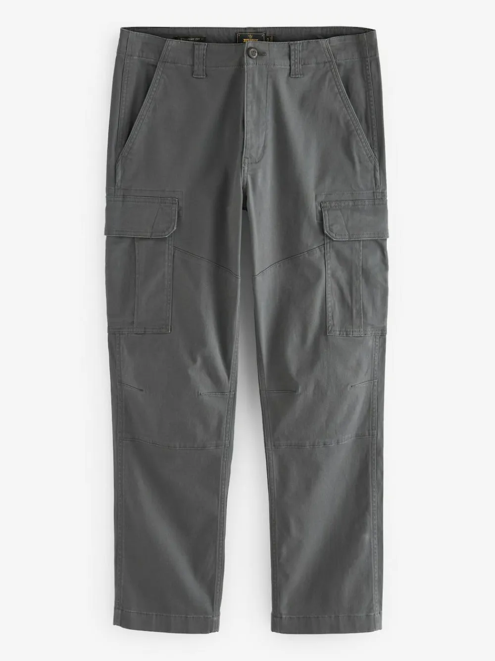 Next Grey Charcoal Straight Fit Cotton Stretch Cargo Trousers^ Pants & Chinos