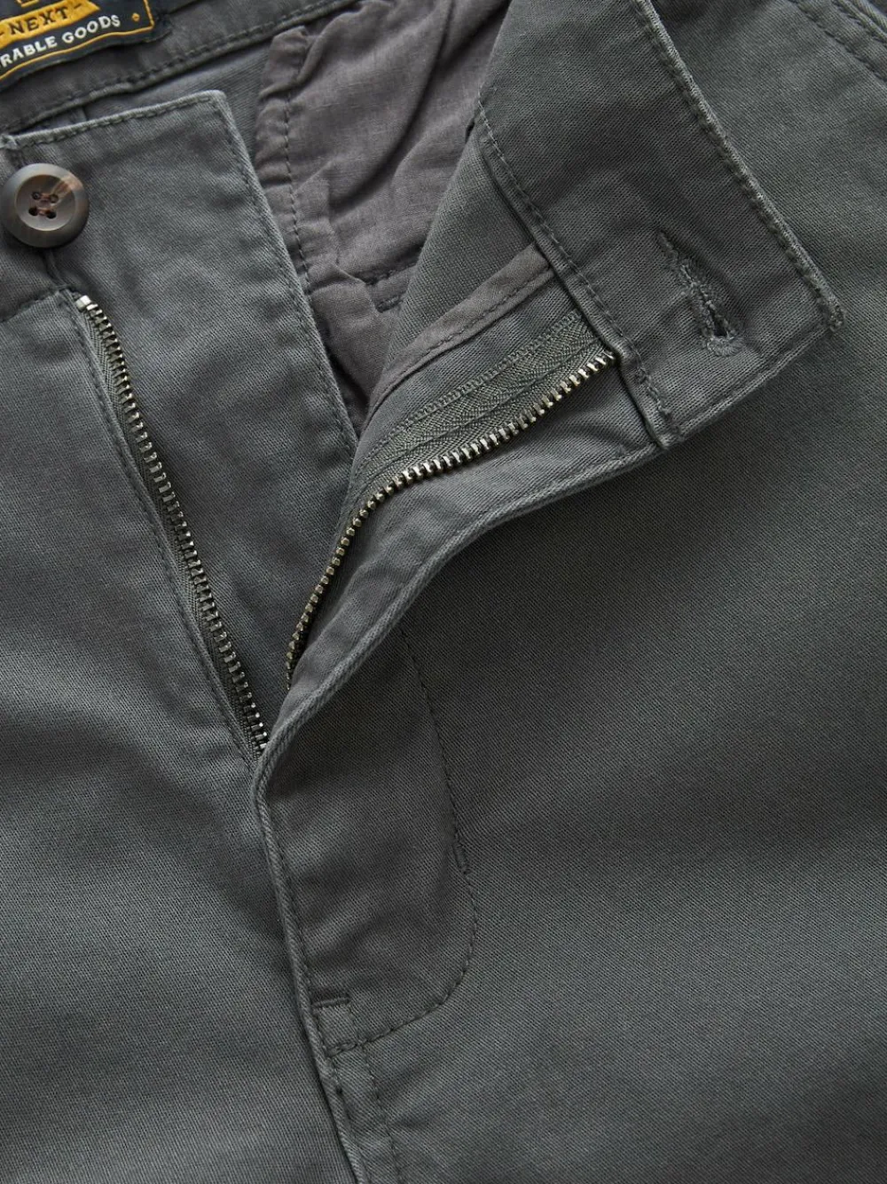 Next Grey Charcoal Straight Fit Cotton Stretch Cargo Trousers^ Pants & Chinos