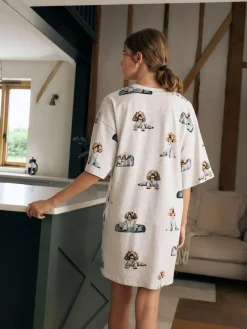 Next Grey Charlie The Cockapoo Cotton Nightie^Women All Night & Lounge