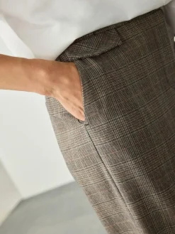 Hot Next Grey Check Brushed High Waisted Wide Leg Tailored Trousers