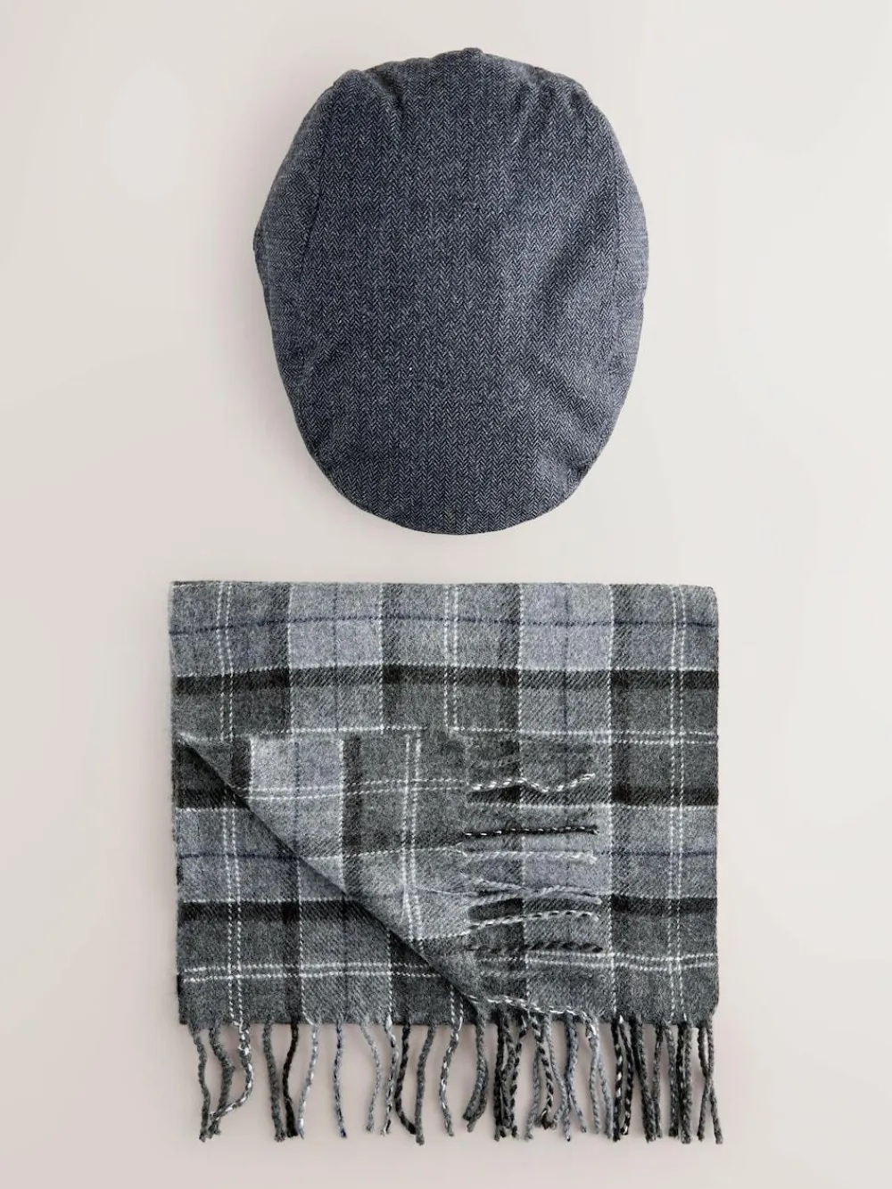 Next Grey Check Flat Cap And Scarf Set^ Hats, Gloves & Scarves|Hats, Scarves & Gloves