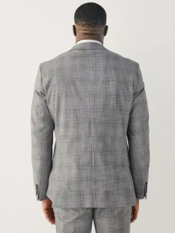 Next Grey Check Muscle Fit Motionflex Stretch Suit Jacket^ Grey Suits