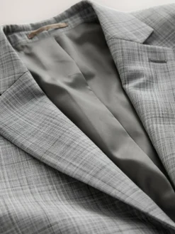 Next Grey Check Muscle Fit Motionflex Stretch Suit Jacket^ Grey Suits