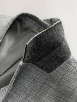 Next Grey Check Muscle Fit Motionflex Stretch Suit Jacket^ Grey Suits