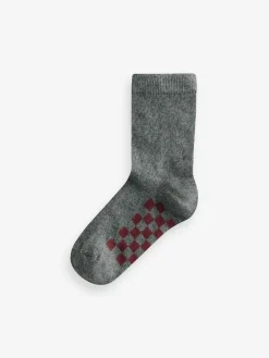 Next Grey Checkerboard Cotton Rich Socks 7 Pack^BOY Socks