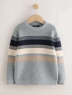 Next Colourblock Stripe Crew Neck Knitted Jumper (3-16yrs)^BOY Knitwear & Sweaters|Knitwear