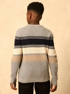 Next Colourblock Stripe Crew Neck Knitted Jumper (3-16yrs)^BOY Knitwear & Sweaters|Knitwear