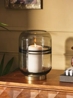 Outlet Next Grey Cooper Glass Candle Holder Large