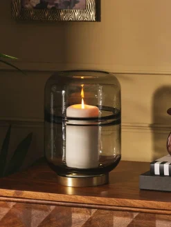 Outlet Next Grey Cooper Glass Candle Holder Large