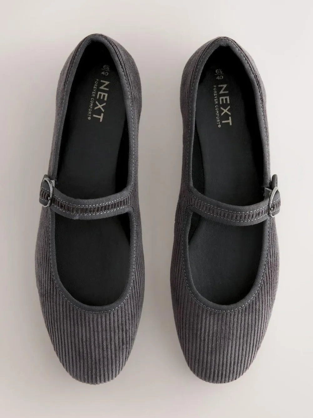 Discount Next Forever Comfort Round Toe Buckle Detail Mary Jane Shoes Grey Cord