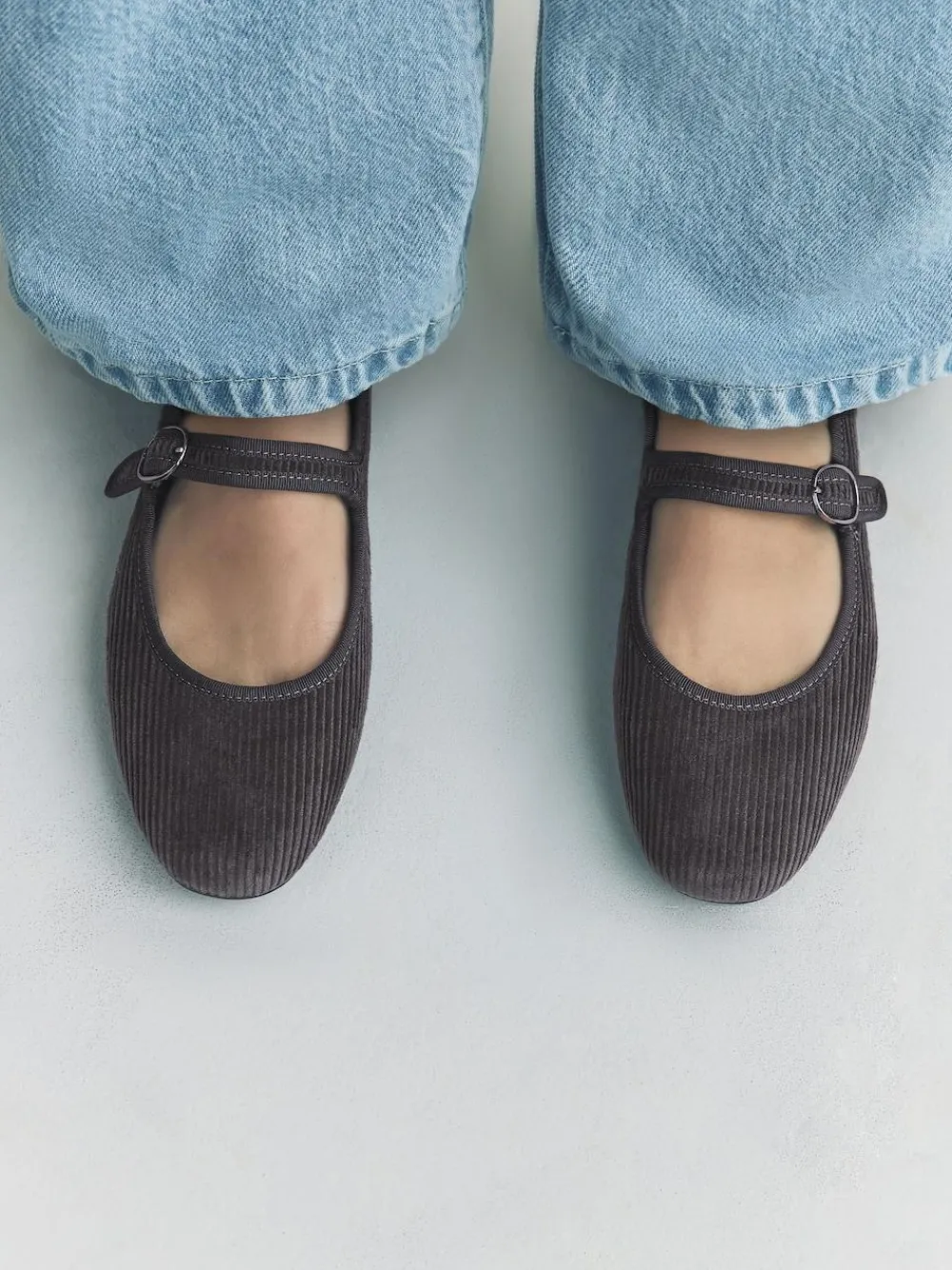 Discount Next Forever Comfort Round Toe Buckle Detail Mary Jane Shoes Grey Cord