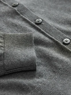 Next Grey Cotton Rich Frill Shoulder School Cardigan (3-16yrs)^ Knitwear|Knitwear