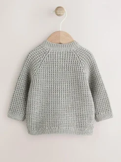 Next Baby Knitted Cardigan (0mths-3yrs) Grey Crochet Flowers