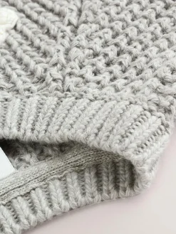 Next Baby Knitted Cardigan (0mths-3yrs) Grey Crochet Flowers