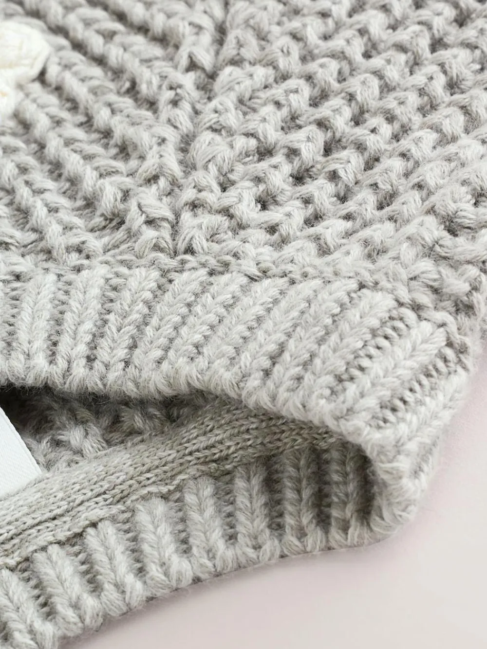 Next Baby Knitted Cardigan (0mths-3yrs) Grey Crochet Flowers