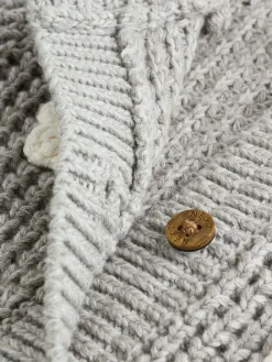 Next Baby Knitted Cardigan (0mths-3yrs) Grey Crochet Flowers