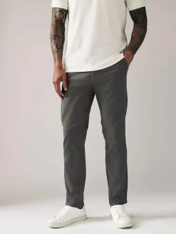 Next Grey Dark Slim Fit Stretch Chinos Trousers^ Pants & Chinos