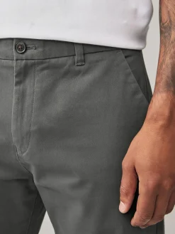 Next Grey Dark Straight Fit Stretch Chinos Trousers^ Nightwear|Pants & Chinos