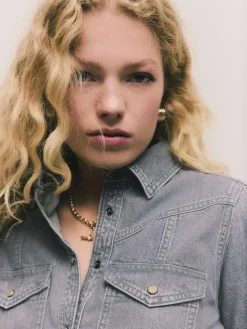 Next Denim Midi Shirt Dress Grey