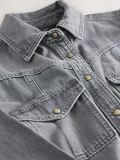 Next Denim Midi Shirt Dress Grey