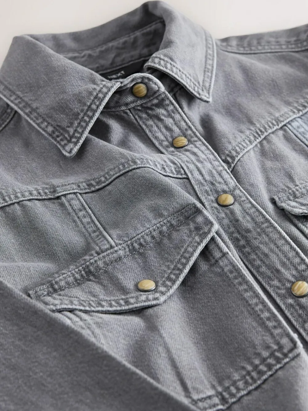 Next Denim Midi Shirt Dress Grey