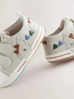 Outlet Next Grey Dino Touch Fastening Baby Trainers (0-2mths)