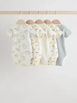Next Grey Dinosaur Short Sleeve Baby Bodysuits 5 Pack^BOY Bodysuits & Vests|Vests