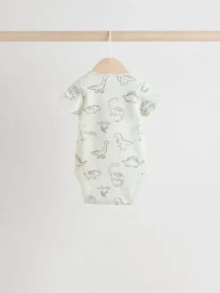 Next Grey Dinosaur Short Sleeve Baby Bodysuits 5 Pack^BOY Bodysuits & Vests|Vests