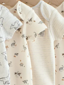 Next Grey Dinosaur Short Sleeve Baby Bodysuits 5 Pack^BOY Bodysuits & Vests|Vests