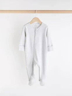 Next Essential Zipped 100% Cotton Baby Sleepsuits 3 Pack (0-3yrs)^BOY Unisex|Nightwear