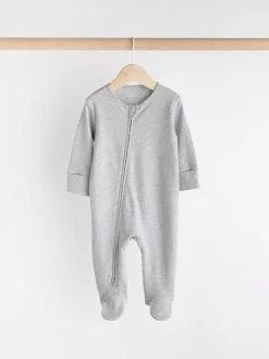 Next Essential Zipped 100% Cotton Baby Sleepsuits 3 Pack (0-3yrs)^BOY Unisex|Nightwear
