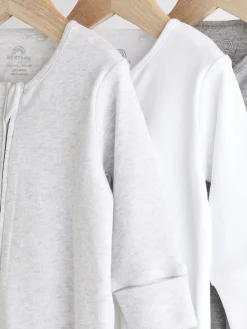 Next Essential Zipped 100% Cotton Baby Sleepsuits 3 Pack (0-3yrs)^BOY Unisex|Nightwear
