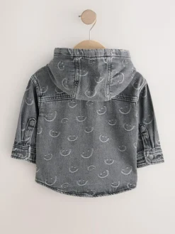 Outlet Next Denim Hooded Overshirt (3mths-7yrs) Grey Face