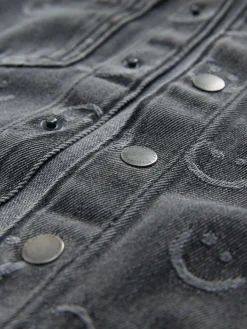 Outlet Next Denim Hooded Overshirt (3mths-7yrs) Grey Face