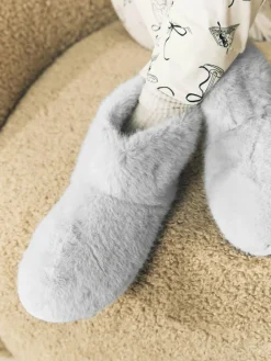 Best Next Faux Fur Boot Slippers Grey