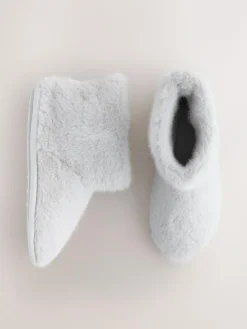 Best Next Faux Fur Boot Slippers Grey