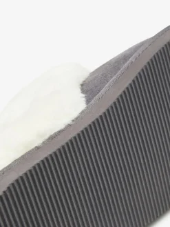 Hot Next Grey Faux Fur Lined Suede Mule Slippers