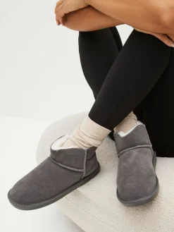 Next Faux Fur Lined Suede Slipper Boots^Women Slippers