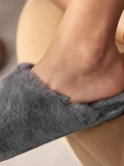 Clearance Next Faux Fur Mule Slippers Grey